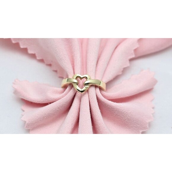 Beautiful 10K Karat Solid Yellow Gold Open Heart Resizable Toe Ring - Size 3-5